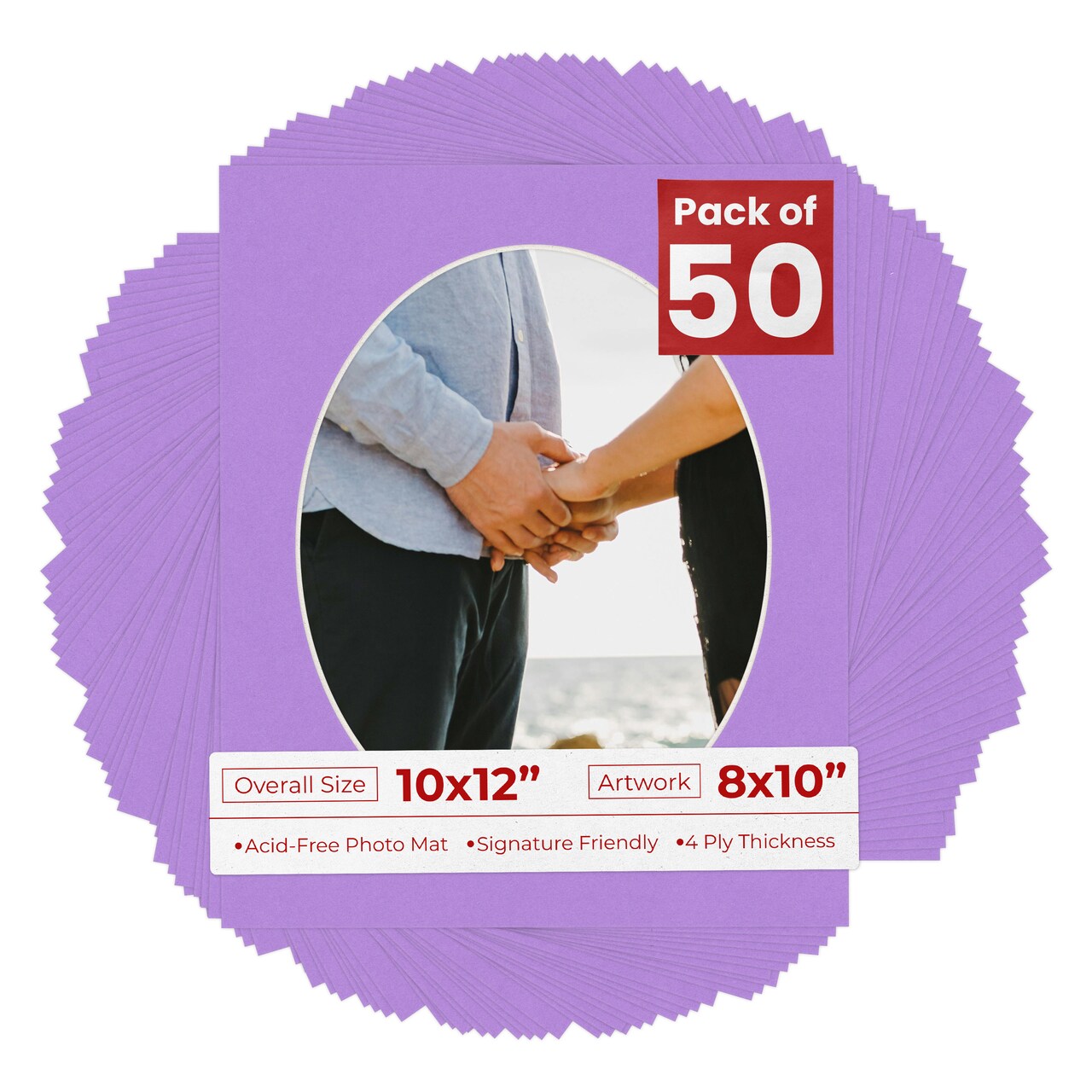 Pansy Purple Mat Board for 10x12 Frames - Oval Opening for 8x10 Photos